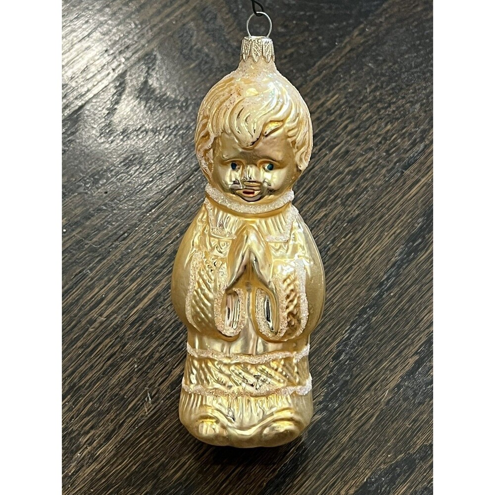 Vintage Kurt Adler Glass Ornament Gold Praying Choir‎ Boy Columbia Christmas